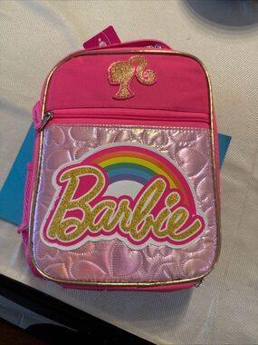 Barbie Hot Pink and Gold Glitter Rainbow Lunch Tote
